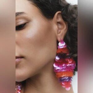 Zara Cascade Sequins Earrings Nwt 🔥🔥✨💖💖